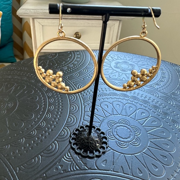 Cache Gold Rhinestone Earrings - Picture 9 of 11